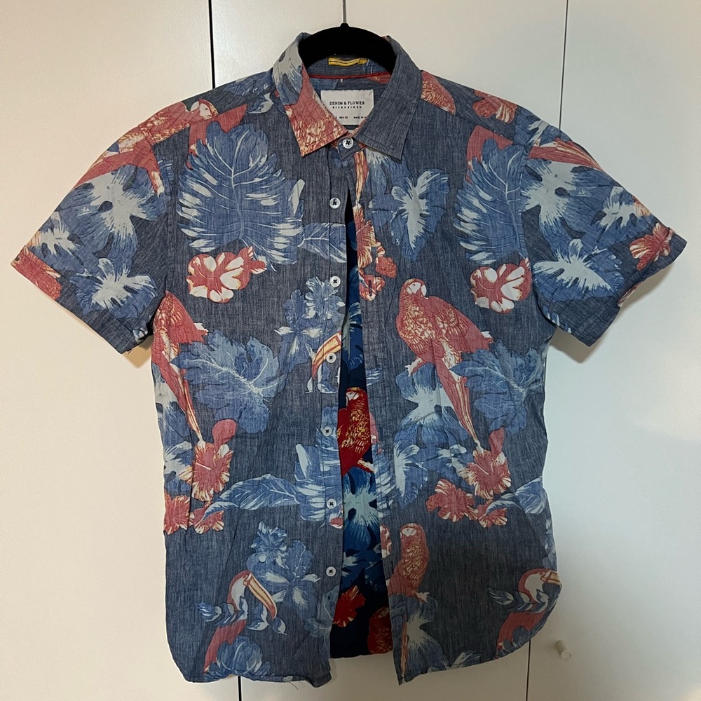 Denim & Flower | Ricky Singh “paradise” reverse print short sleeve button up